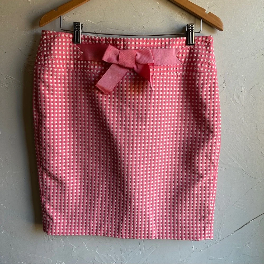 Pink Polka Dot Skirt Coquette Y2K Preppy Girly Bow Mini Cottagecore Loft‎ Sz 10
